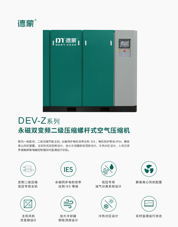 DEV-Z系列 永磁双变频二级压缩螺杆式空气压缩机(图1)